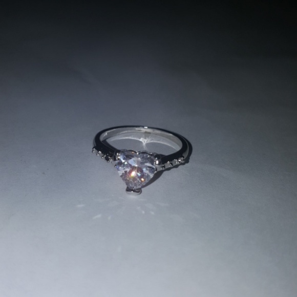 Heart Diamond Promise Ring Silver Gift size 5.5 - Picture 5 of 8